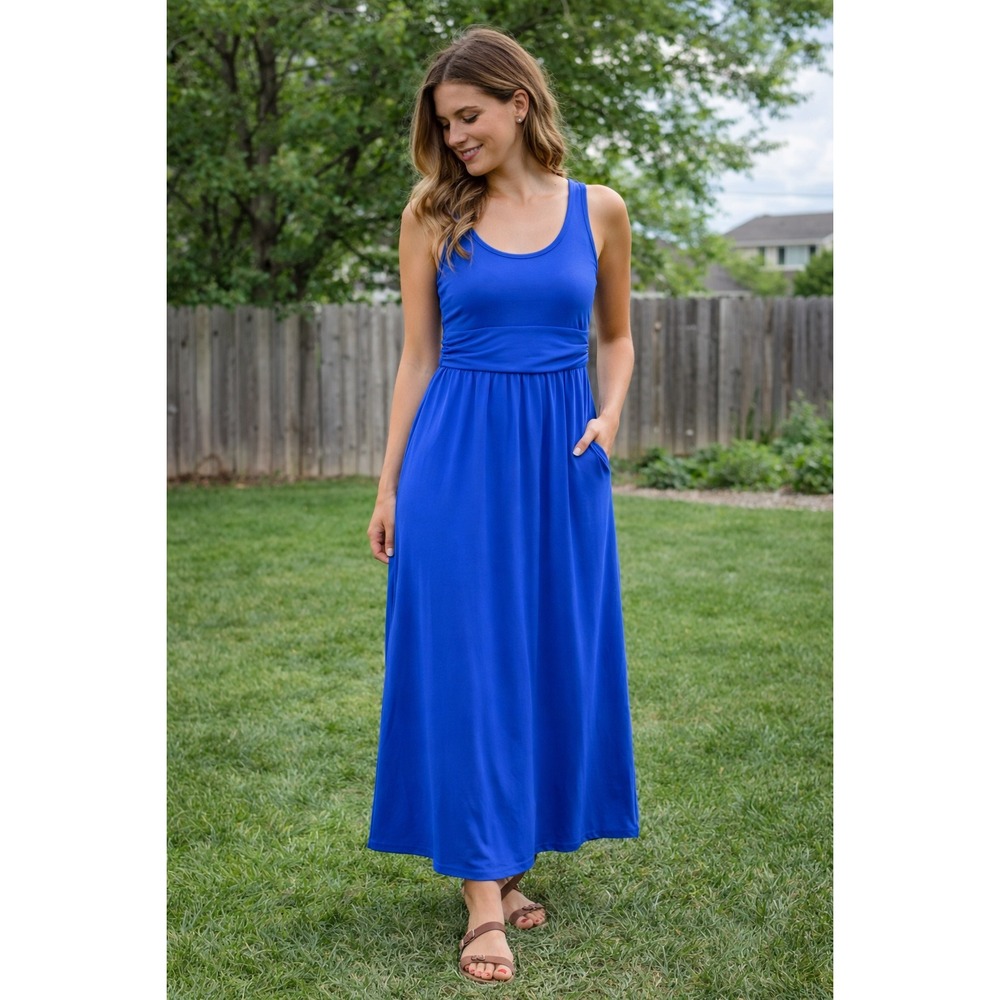 Mountain Hardwear Women's Royal Blue Sleeveless Scoop Neck Maxi Dress XS Outdoor